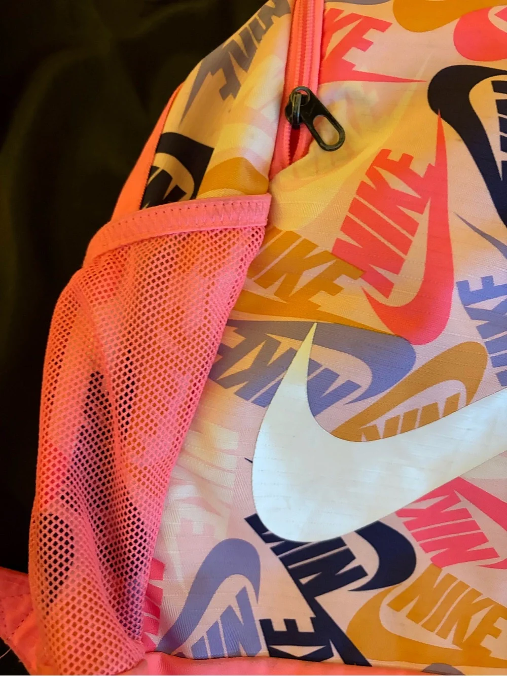 Nike Kids Pink Logo Print Backpack School Book Bag Backpack Multicolor